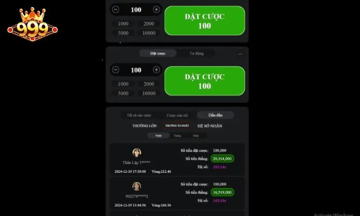 Mẹo chơi Crash X 999BET thắng lớn