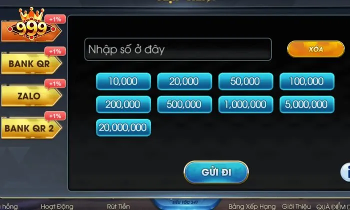 Game bài 999BET Nhà cái hỗ trợ linh hoạt thức thanh toán