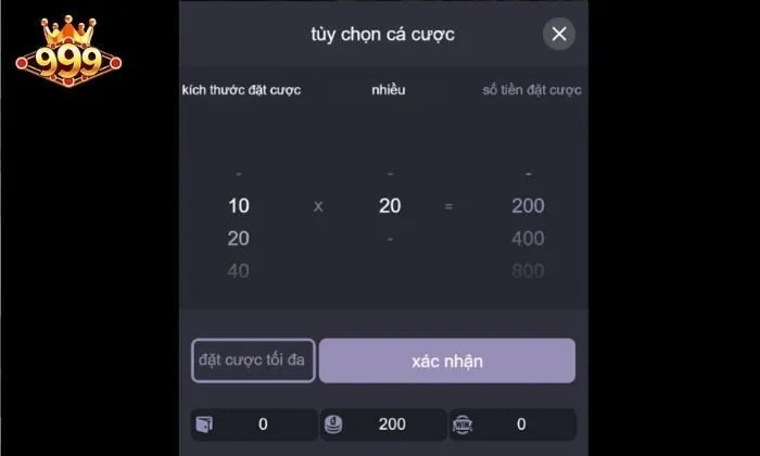 Khu vực điều khiển chung của trò chơi giúp bet thủ thay đổi mức cược dễ dàng