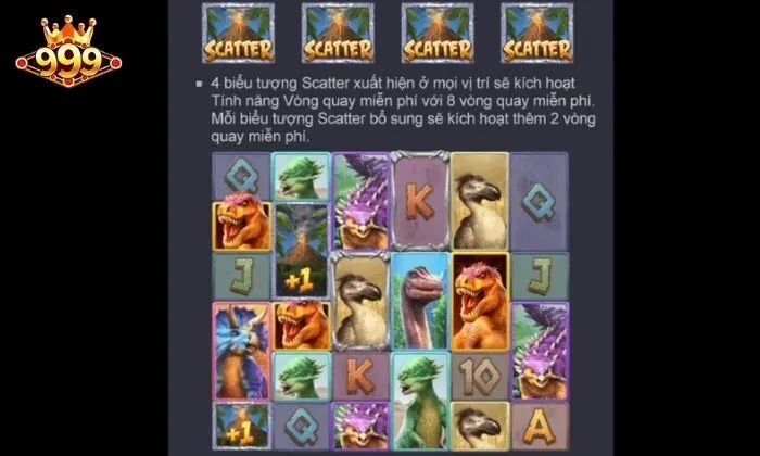 Thu thập đủ 4 biểu tượng núi lửa thì người chơi được nhận vòng quay miễn phí