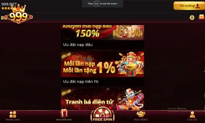 Thông tin về các mức nạp và chi tiết tỷ lệ hoàn trả 