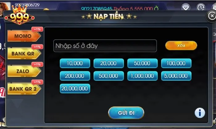 Rút tiền 999bet Các bước nạp tiền 999BET nhanh chóng, đơn giản