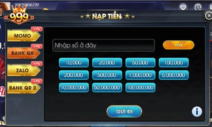 Rút tiền 999bet Nạp tiền bằng mã QR nhanh chóng, đơn giản