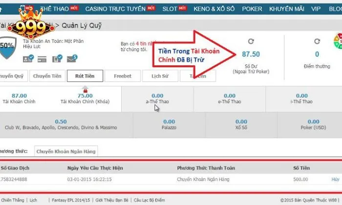 Rút tiền 999bet Cổng thanh toán trực tuyến cũng rất nhanh chóng