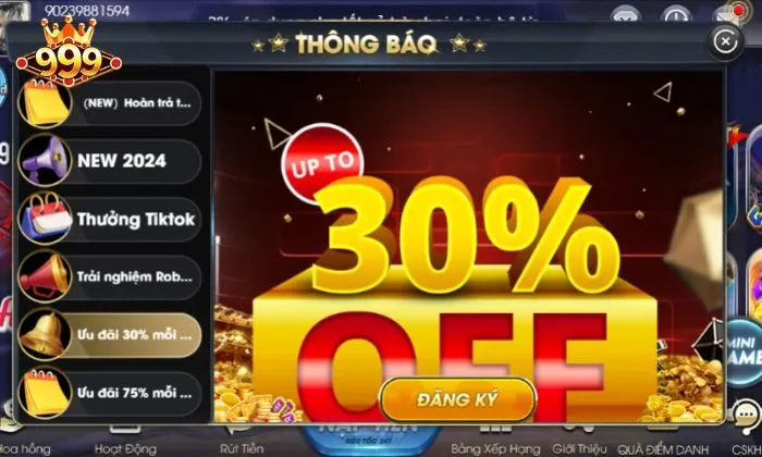 Tổng quan về ưu đãi 30% mỗi ngày 999bet