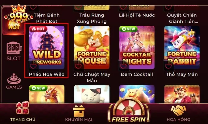 Quy trình tham gia chơi cá cược Pháo Hoa Wild tại 999bet